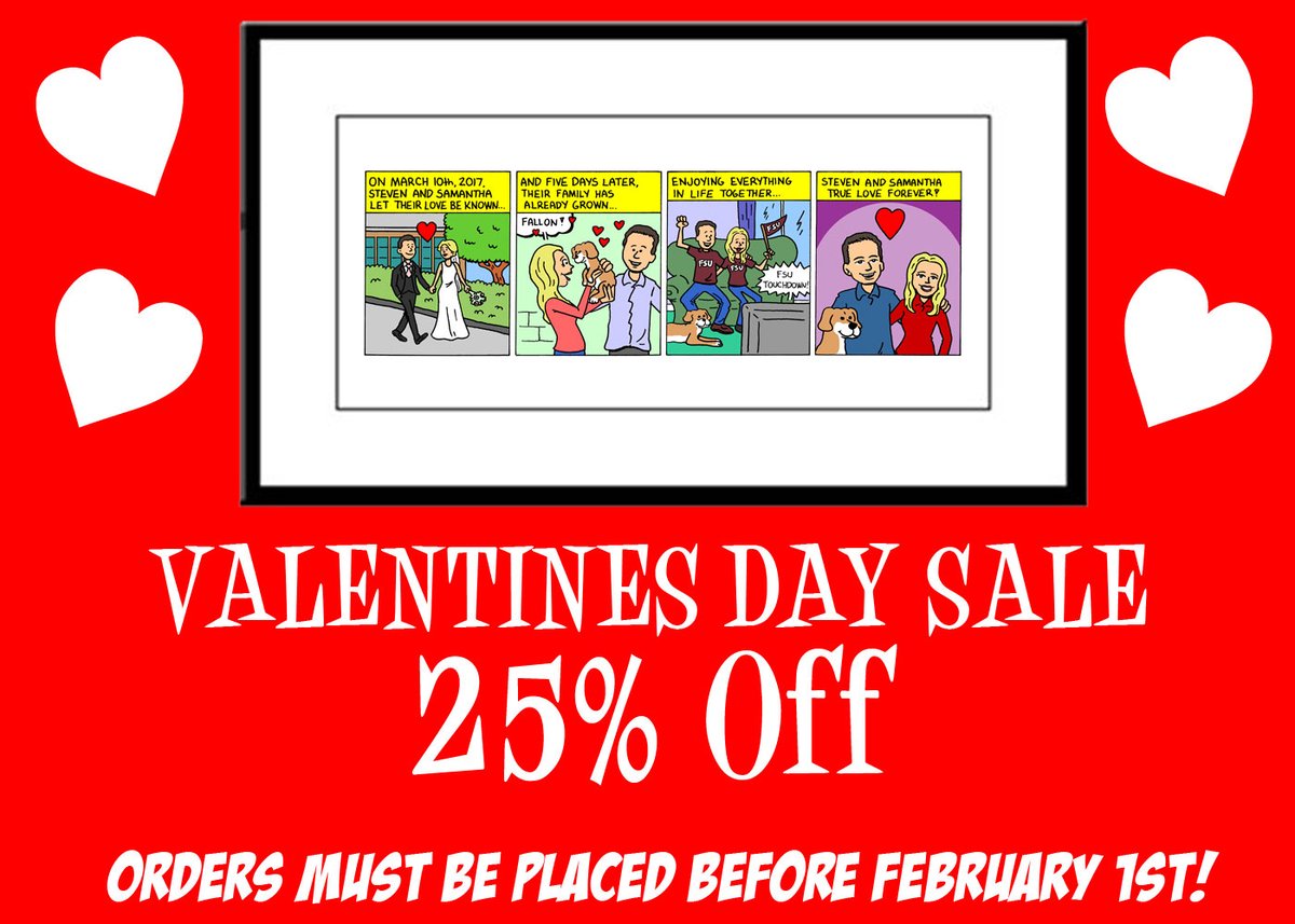 NicheCartoons's tweet photo. Early Bird Valentine's Day Sale!
Custom Color Comic Strips - Hand-Drawn, Personal!
On Etsy:
https://t.co/lb0fWnkhix

#valentinesday #customgifts #giftideas #giftsforhim #giftsforher #anniversarygifts #nichecartoons #valentinesday2024 #relationships #marriage https://t.co/ShJlVODiBh