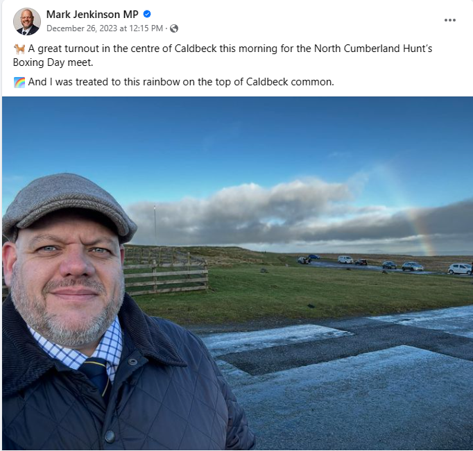 Takes public money so he can spend his time supporting and promoting wildlife crime <a href="/markjenkinsonmp/">Mark Jenkinson</a> on <a href="/lakedistrictnpa/">Lake District</a> land <a href="/LakesChief/">Lakes Chief</a>