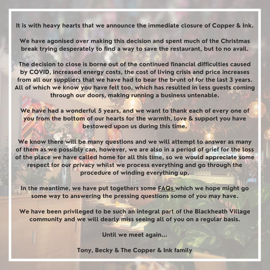 A statement regarding @CopperInk