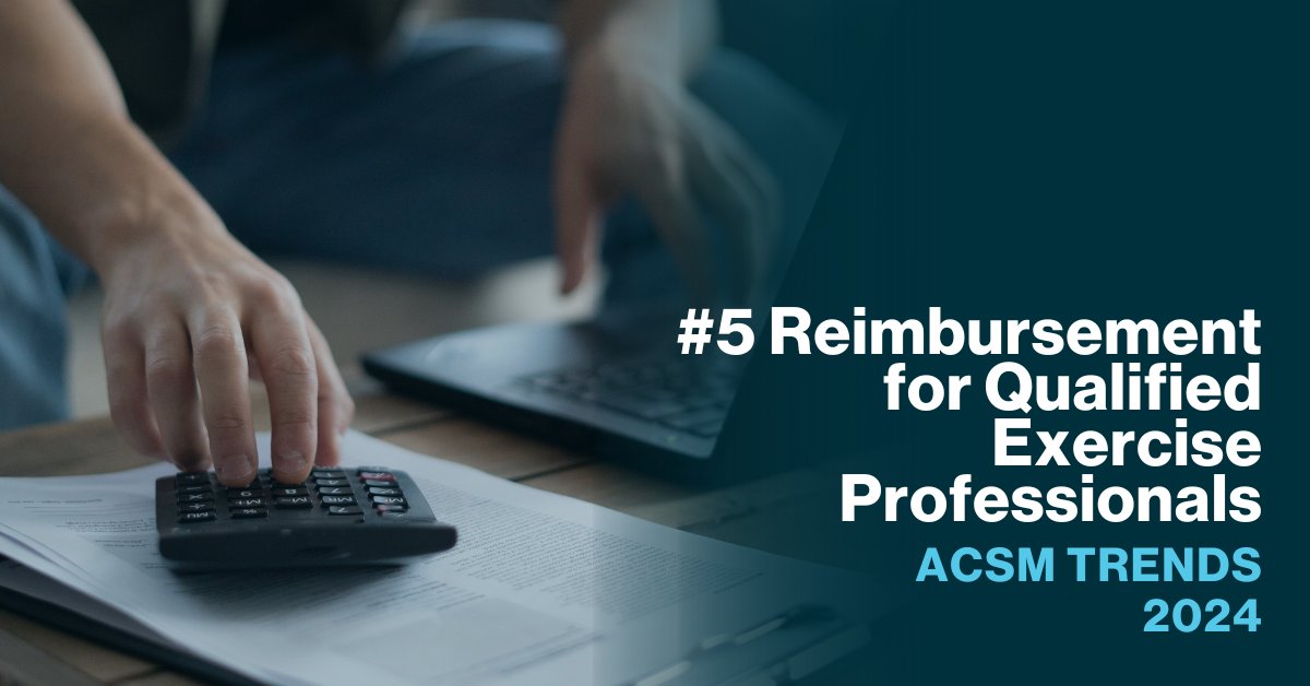 ACSMNews's tweet photo. Reimbursement for Qualified Exercise Professionals is a priority for #ACSMCertified pros. It lands at No. 5 in the 2024 fitness trends. This trend concerns policy changes that would allow exercise professionals to bill insurance more easily.  

Resources: https://t.co/oee9Nf2mZp https://t.co/3JblVo514S