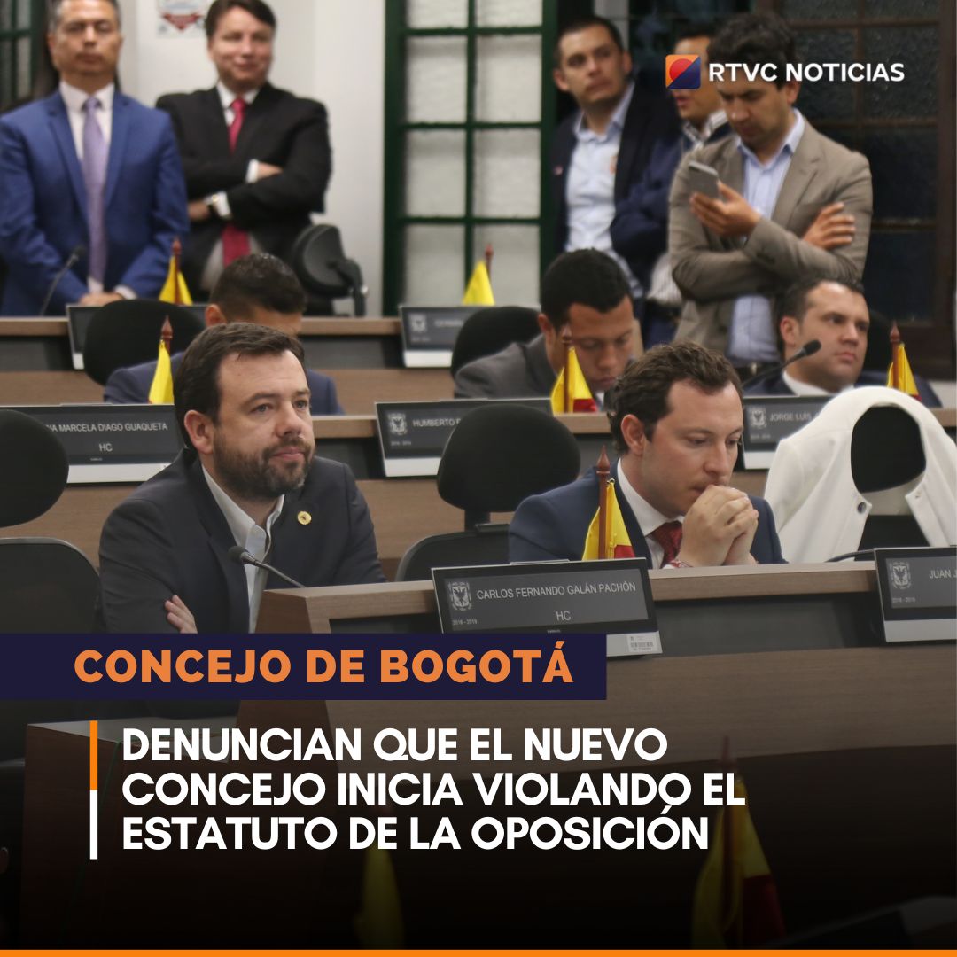RTVCnoticias's tweet photo. 🚨 Concejales del Pacto Histórico denuncian una 'jugadita' de Cambio Radical, partido donde militó @CarlosFGalan y que ahora hace parte de la coalición de su gobierno, para violar el estatuto de la oposición y quitarles su representación en la mesa directiva del @ConcejoDeBogota. https://t.co/FEPBninWe2