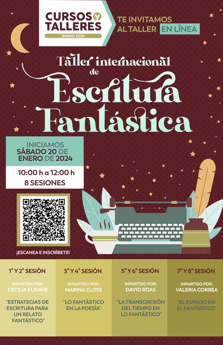 ATENCIÓN
Empezamos el año con dos propuestas interesantísimas:
- 13 de enero: club de lectura online con Lina Meruane organizado por <a href="/PlazayJanesCol/">Plaza & Janés Editores Colombia S.A</a> .
- 20 de enero: primera sesión del taller internacional de escritura fantástica organizado por <a href="/El_Pendulo/">El Péndulo</a> .

👀‼️⬇️