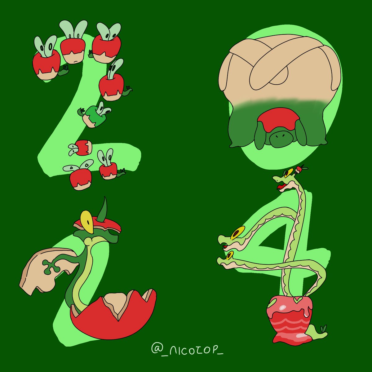 _nicotop_'s tweet photo. Feliz ano do dragão, amigos 

#applin #appletun #flapple #hydrapple #pokémon #pokemon #indigodisk #fanart #포켓몬 #PokemonSV https://t.co/E5zT9O52Fg