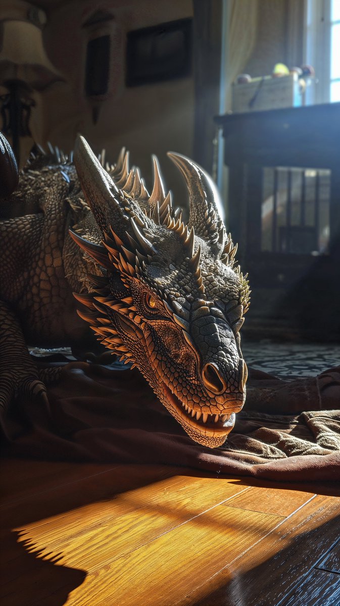 Polara_AI's tweet photo. A pet dragon in a living room.
Created by #Midjourney #V6 and upscaled by #Magnific upscaler.
#midjourney6 #v6 #magnific #upscale #aiart #aigen #generstive #portrait #photorealism #4k https://t.co/YsCi1tuWEB