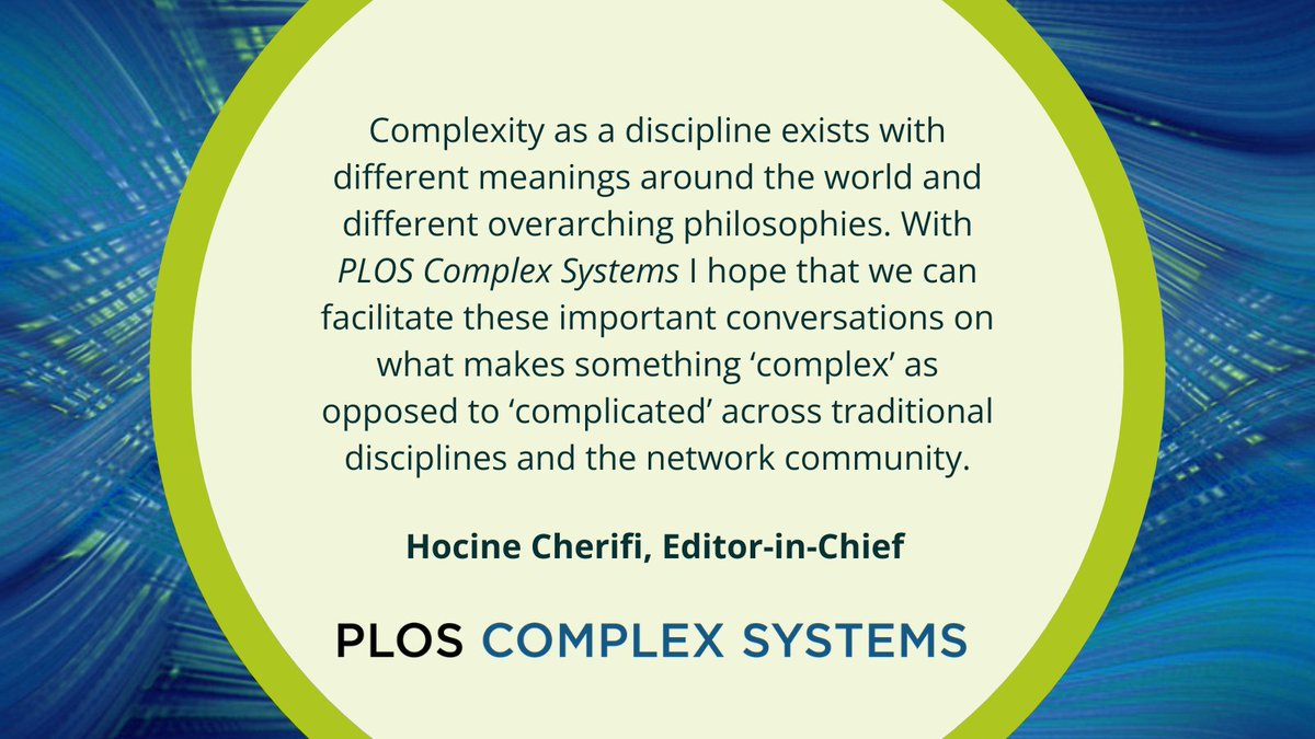 Editor-in-Chief @HocineCherifi shares his vision for the journal and developments in the #ComplexSystems field he’s keeping an eye on. plos.io/3ttpq0F