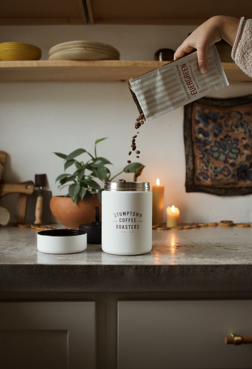 Forget the freezer. The Stumptown Coffee Canister is designed to store your coffee and look good doing it. ✨