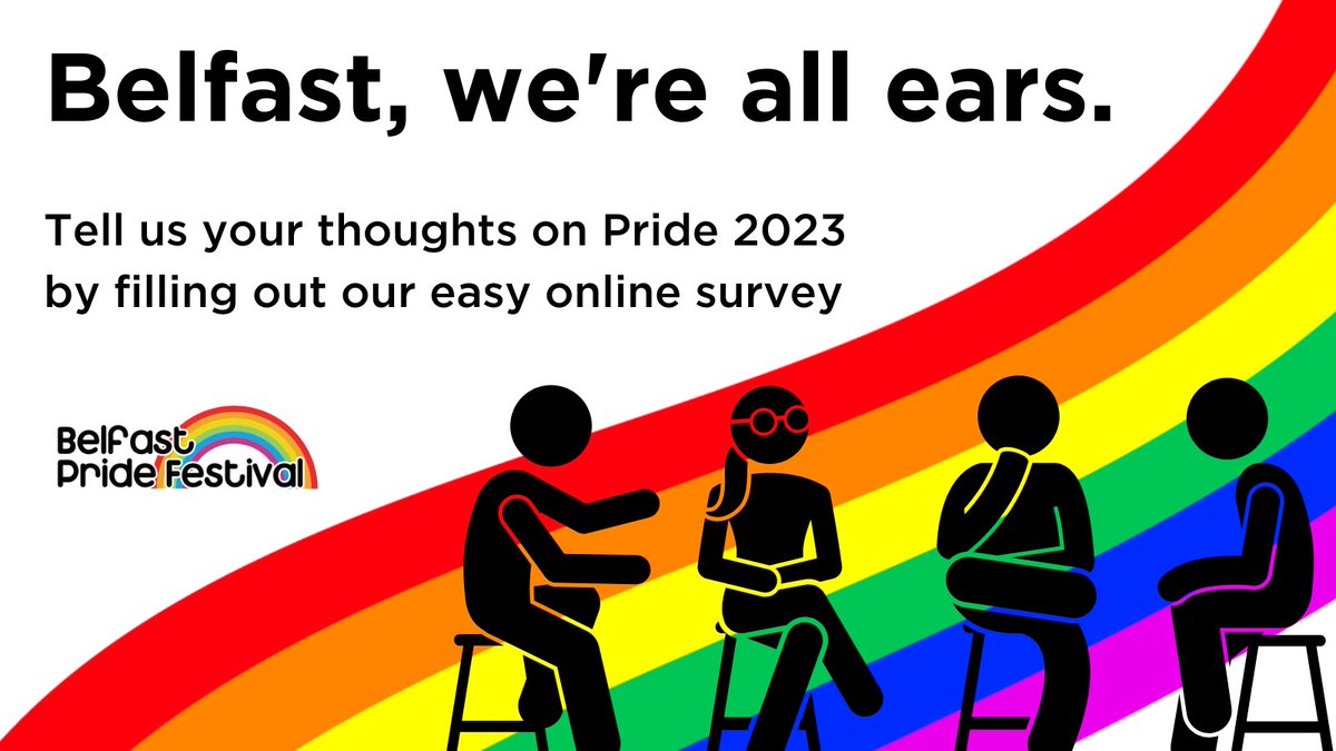 ✨MAKE A DIFFERENCE IN 2024✨TELL US YOUR VIEWS! 🎙️ Take part in our quick & easy online survey to share your feedback and help us make Belfast Pride 2024 the best year yet! 🏳️‍🌈🏳️‍⚧️🌈 ✍️ Fill out our survey today👇 uk.surveymonkey.com/r/3KV6KCX