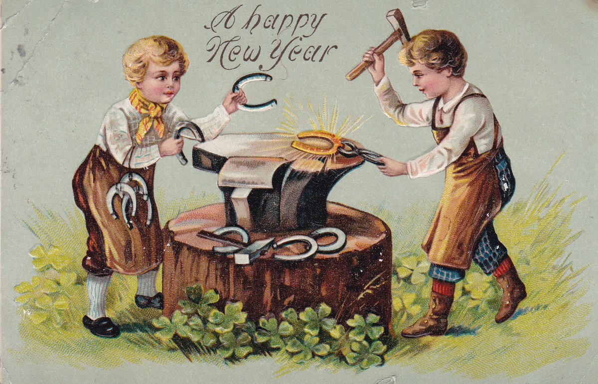 Happy New Year from the David P. Campbell Postcard Collection!
Explore over 150 vintage New Year postcards in our online database. Keep an eye out for symbols associated with luck and prosperity - a common motif in early 20th century New Year greetings! collections.uakron.edu/digital/collec…