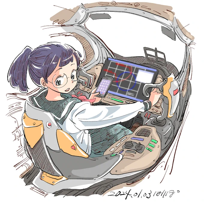 今年もコックピットをいっぱい描いていきたい#絵描きさんと繫がりたい #オリジナルイラスト 