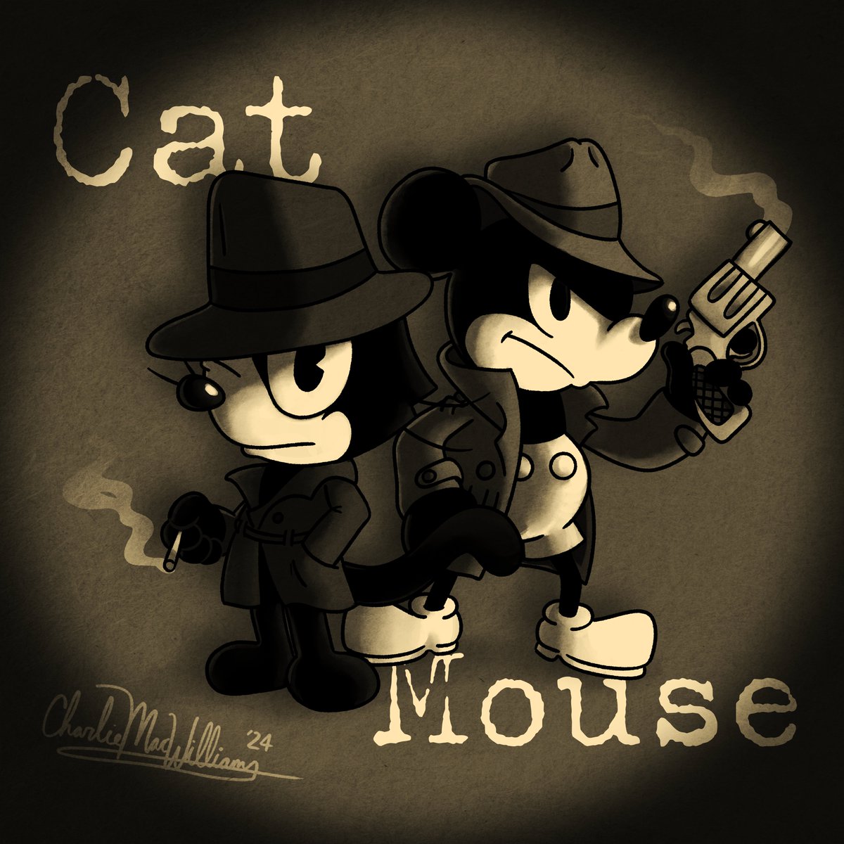 I really loved @Danny8bit 's idea of 'Cat & Mouse' and just had to draw a take on it! 🐱🐭 #FelixTheCat #MickeyMouse