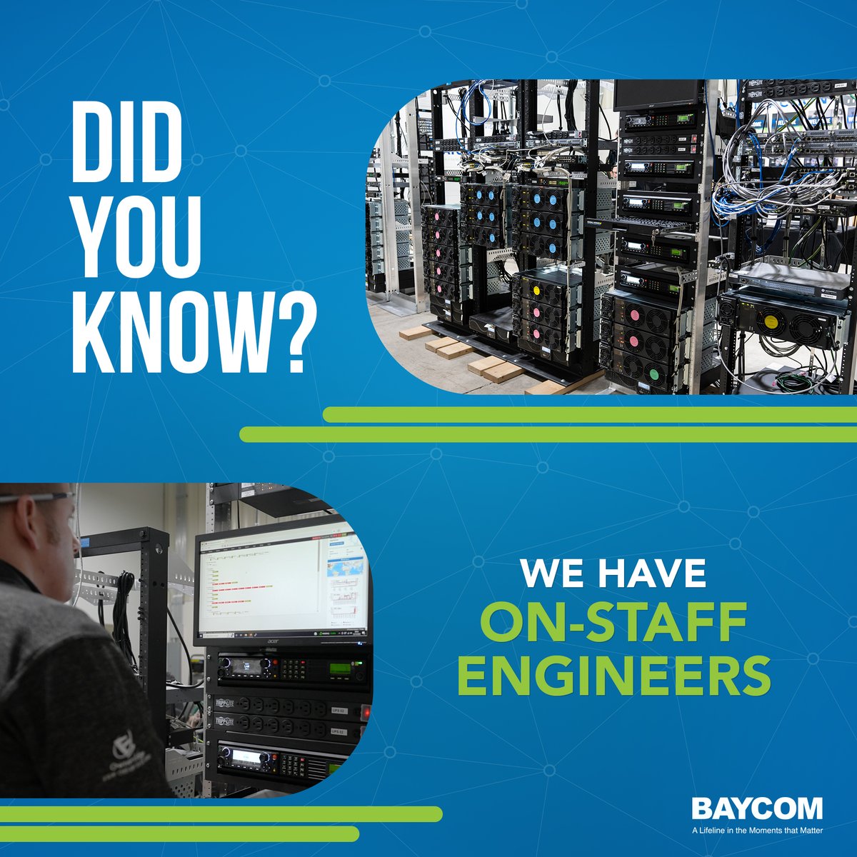 BaycomInc's tweet image. DID YOU KNOW?
BAYCOM has on-staff engineers who craft custom communication solutions suitable for your organization. Every system that we design can be installed in-house by our fully equipped and experienced team. 
Learn more:
bit.ly/47mnZiL
#BAYCOM