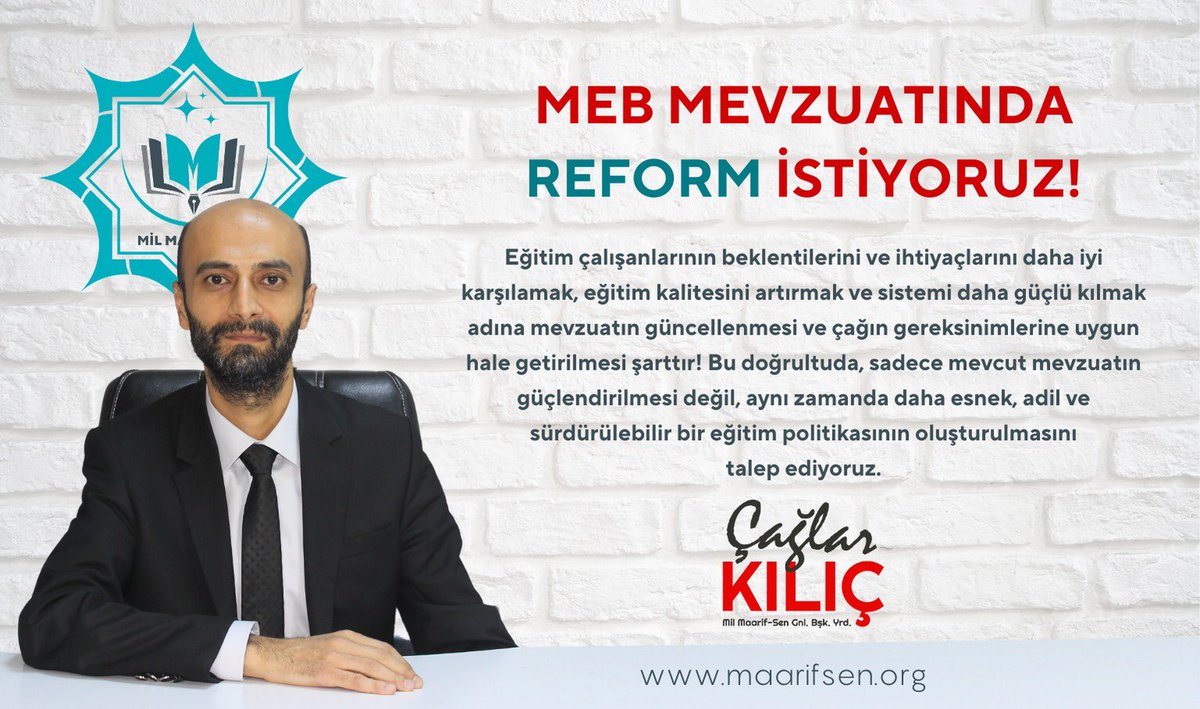 msmdgsn's tweet photo. MEB Mevzuatında Reform İstiyoruz !

Mil Maarif-Sen Genel Başkan Yardımcımız Çağlar KILIÇ, yapmış olduğu açıklamada MEB Mevzuatında reform yapılması gerekliliğini ve gerektiğini vurguladı. #MaarifSen #MilSen @Yusuf__Tekin @msmdgsn @mscaglarkilic @maarifsen @milsenofficial @tcmeb 

Haberin devamı için tıklayınız
https://t.co/Ul87qZFz5X