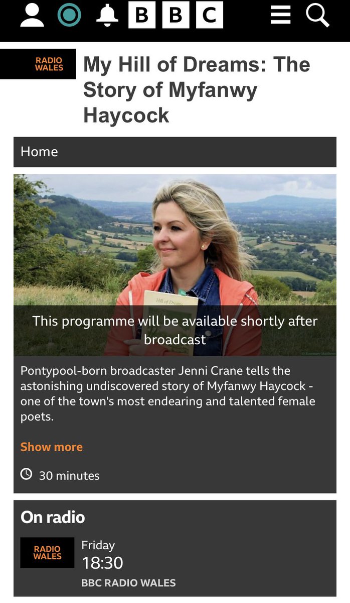 Delighted “My Hill Of Dreams” is being played again 6:30 This Friday <a href="/BBCRadioWales/">BBC Radio Wales</a> @parthianbooks <a href="/llinos/">Llinos Jones</a>