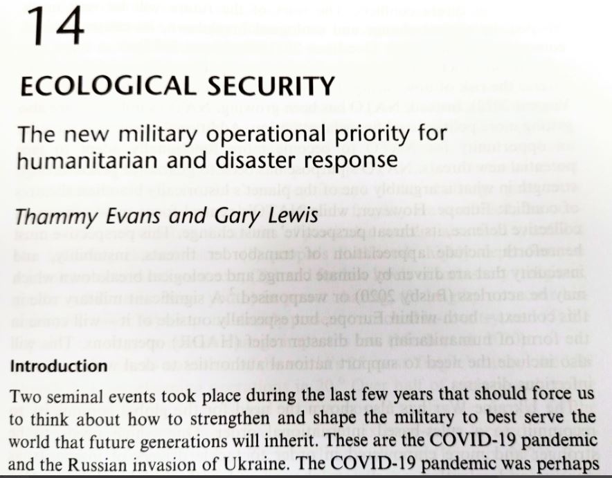 Second of five key recommendations from our recently-launched book: 2/5. Ecological security must become an essential aspect of all future security planning, with approaches centred on mitigation, adaptation, resilience and regeneration. routledge.com/Climate-Change…