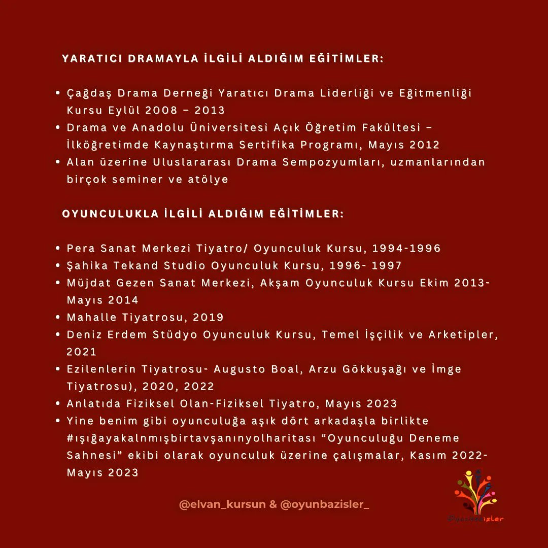 ekursun1's tweet photo. 🎭 Elvan Kurşun'u, Oyunbaz İşler'i ve drama yolculuğumuzu merak edenler için paylaşmak istedim. 
🪡 Referanslarımız ve hakkımızda detaylı* bilgi için:
https://t.co/eM43wgvqYI
https://t.co/dQjL9bEfJp
#yaratıcıdrama #Oyunbazİşler #yetişkindrama #iletişim #ElvanKurşun #duygular https://t.co/4ROdG23ccY