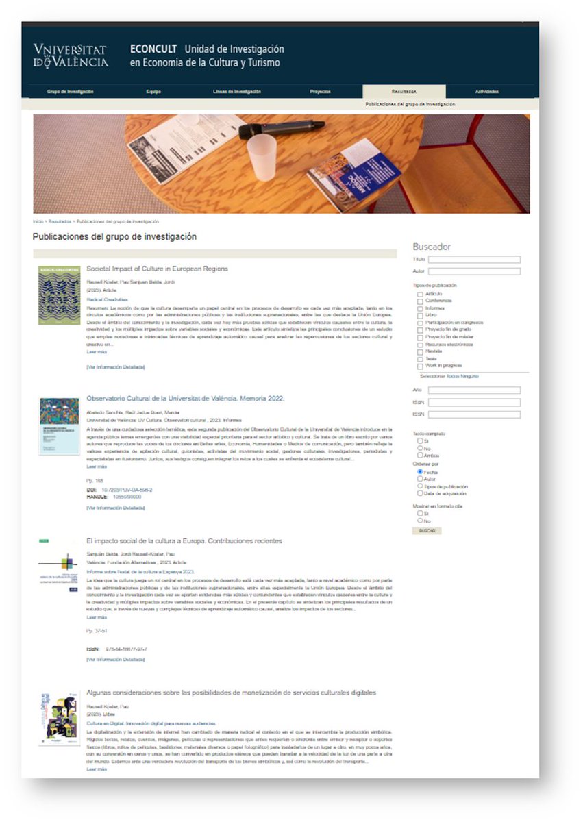 ¿Sabes que en 2023, tenemos 12 publicaciones que pueden ser de tu interés? Desde monetización de servicios culturales a planes urbanísticos que incluyen la cultura y mucho más
uv.es/economia-cultu…