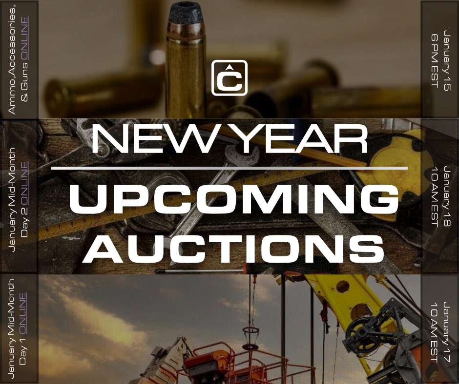 SoldOnCompass's tweet photo. NEW YEAR, NEW AUCTIONS! Come check out our catalogs and see what we have. Catalogs are always changing up till auction day, but it wouldn't hurt to take an early look. Go ahead and register with us through our website: https://t.co/jBsh5rTSpz .   #auction #heavyequipment #guns https://t.co/8VouTioqop