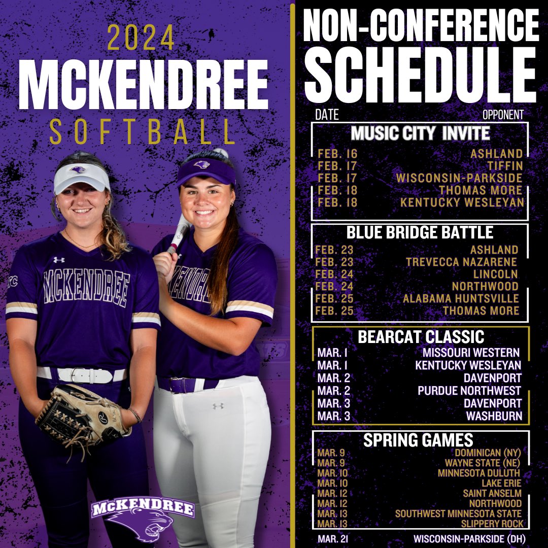 McKendreeSB's tweet photo. 🚨2024 Schedule Announcement🚨  Who is ready for some Bearcat Softball? #clawsup https://t.co/rLOnDE9geK