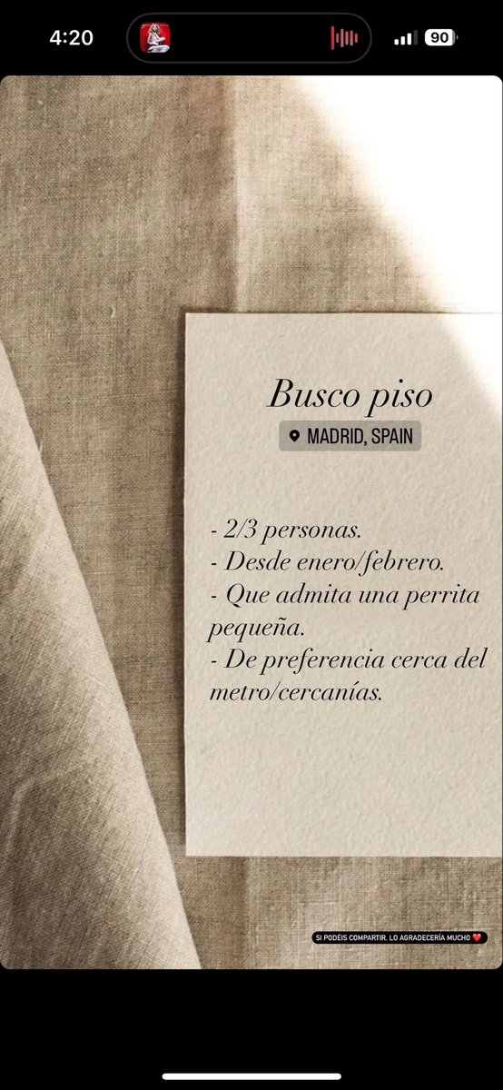AngeloBoittano's tweet photo. Busco piso en Madrid.
Soy responsable, ordenado, pulcro
Tengo una perrita muy chiquitita y bien educadita. Tengo buen rollo y la convivencia será fácil. 🙌🏼✨ https://t.co/NPcVEDFwng