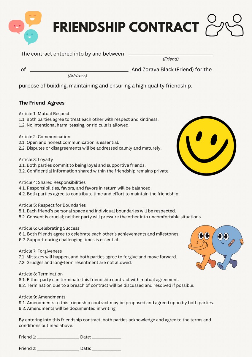 Friend Contract How To Make A Friendship Contract