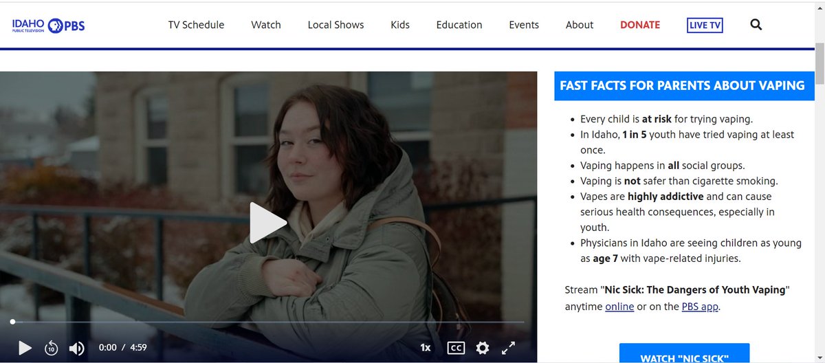 The FDA has a serious problem combatting misinformation when public media stations continue to spew falsehoods. FYI @IdahoPTV vaping IS SAFER THAN COMBUSTIBLE CIGARETTES.