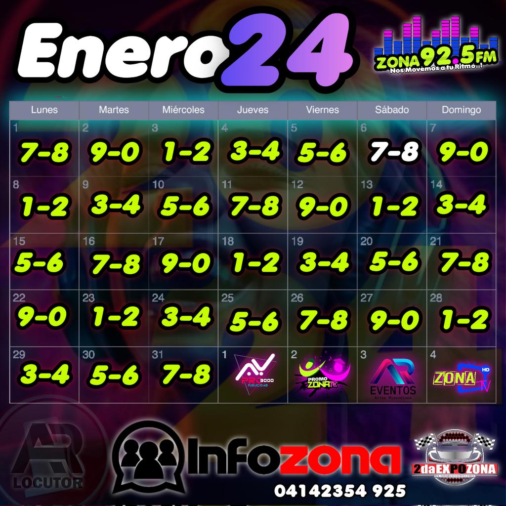 Calendario de combustible de enero 2024..