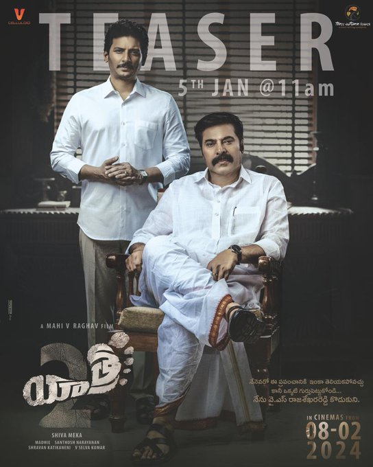 #Yatra2Teaser unfolds on Jan 5th, paving the way for a legacy that lives on.

Save the date - #Yatra2 hits the screens on Feb 8th! 🎬📅 

#LegacyContinues #TeaserAlert #Yatra2OnFeb8th #CinematicJourney