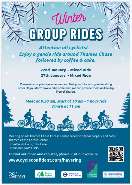 Here's a chance to work off some of that Christmas pudding. 
More led rides from Thames Chase in January.