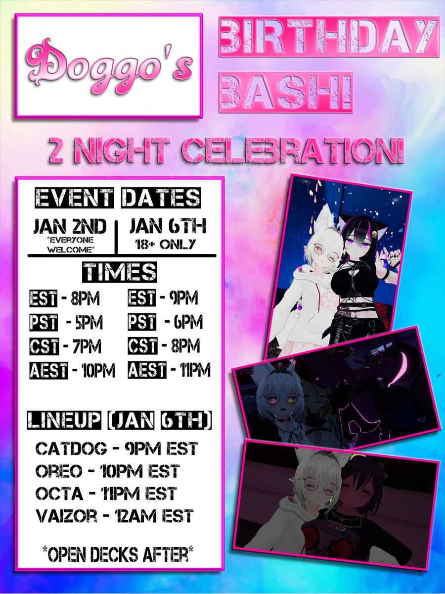Oh and as an added bonus. I'll be hosting 2 parties in VRChat this year! Event dates and times are on my poster! Hope to see some of you lovely beans there! ❤️💛