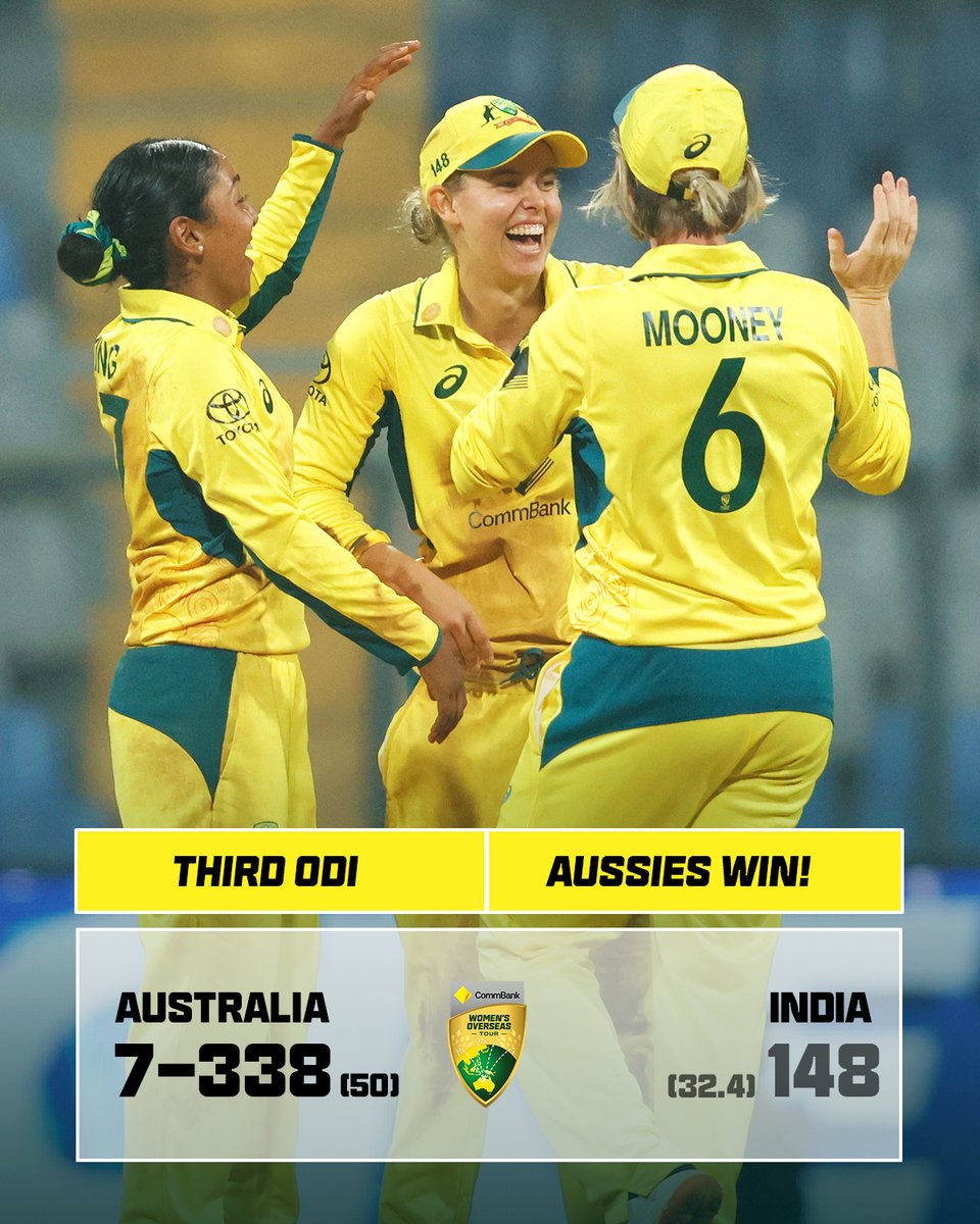 As good as it gets! 

Our girls sweep the ODI series in Mumbai with a superb allround performance! #INDvAUS