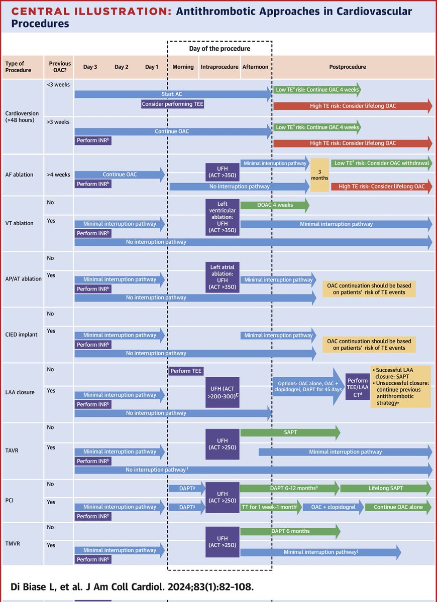 Antithrombotic Therapy for Patients Undergoing Cardiac Electrophysiological and Interventional Procedures : JACC State-of-the-Art Review #2024Review jacc.org/doi/10.1016/j.… #CardioEd #cardiology #EPeeps #CardioTwitter