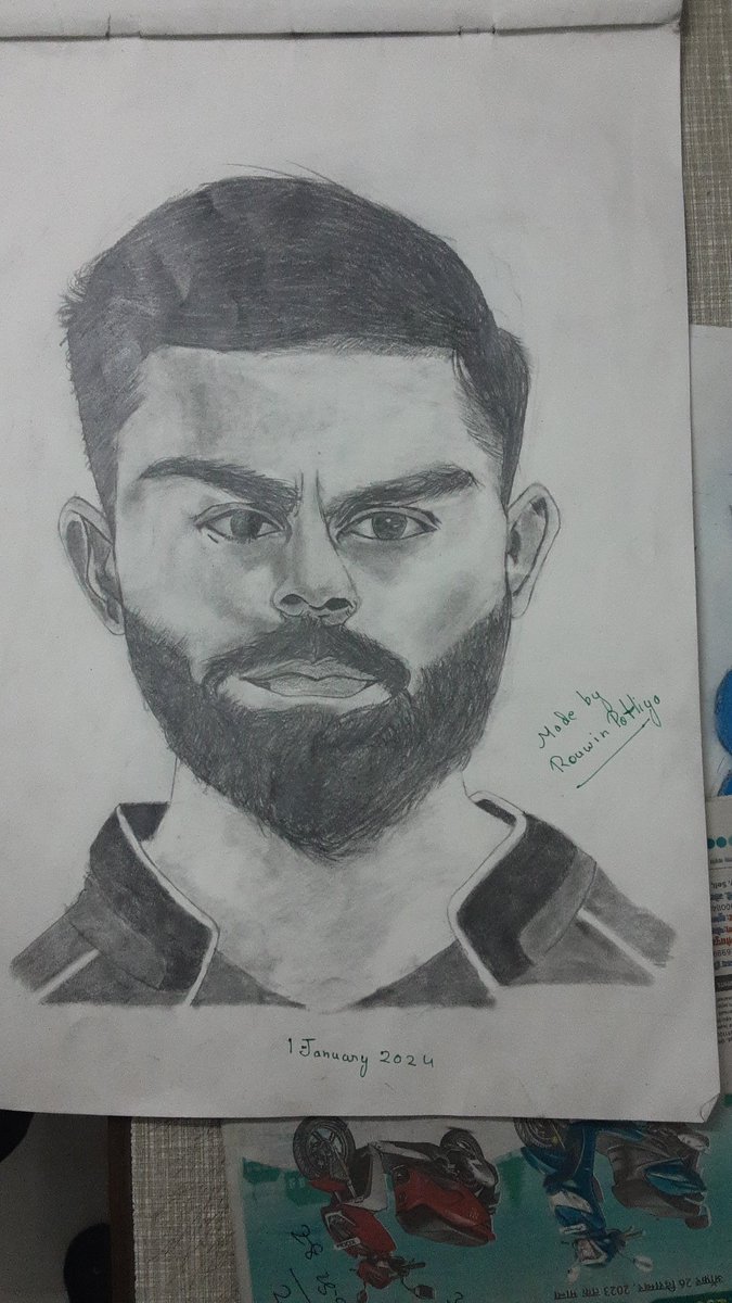 ROUWIN POTLIYA CLASS 9th 
V/P- JAT CHANARI SHIVKAR ROAD NEAR GANESH VIDYA MANDIR  MAHADEV NAGAR BARMER RAJASTHAN 344001
Made Virat Kohli paper pensil  photo important indian cricket player
#ViratKohli
#ViratKohli𓃵