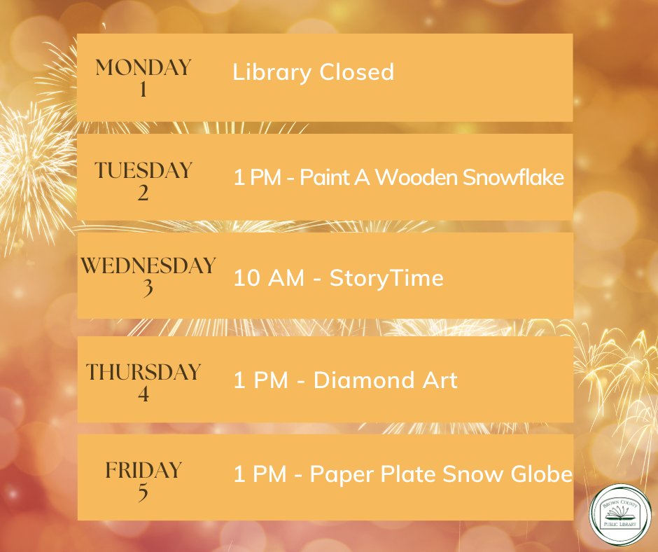 Happy 2024! 
Check out what's going on at the library this week!

#NewYear #libraryprograms