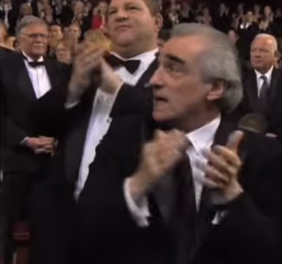 __itsfran's tweet photo. Recognize anyone? 

Adrien Brody, Martin Scorsese, Meryl Streep and Harvey Weinstein https://t.co/On7dXDFpkK