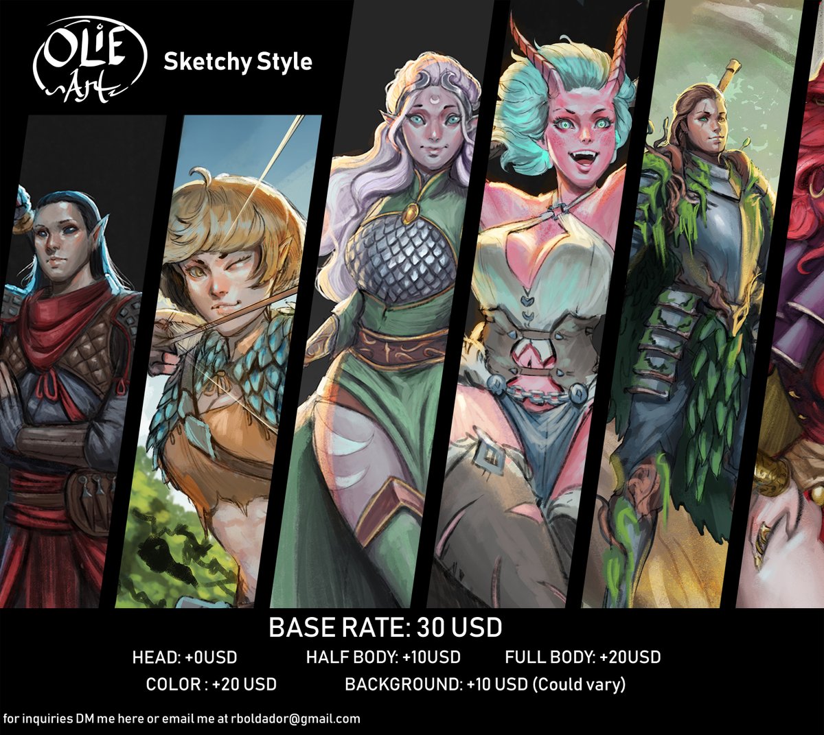 OlieArtist's tweet photo. New year!  New offer (Sort of)  My sketch style  commissions is now permanent offer.  #CommissionSheet https://t.co/JNC4cXABxi