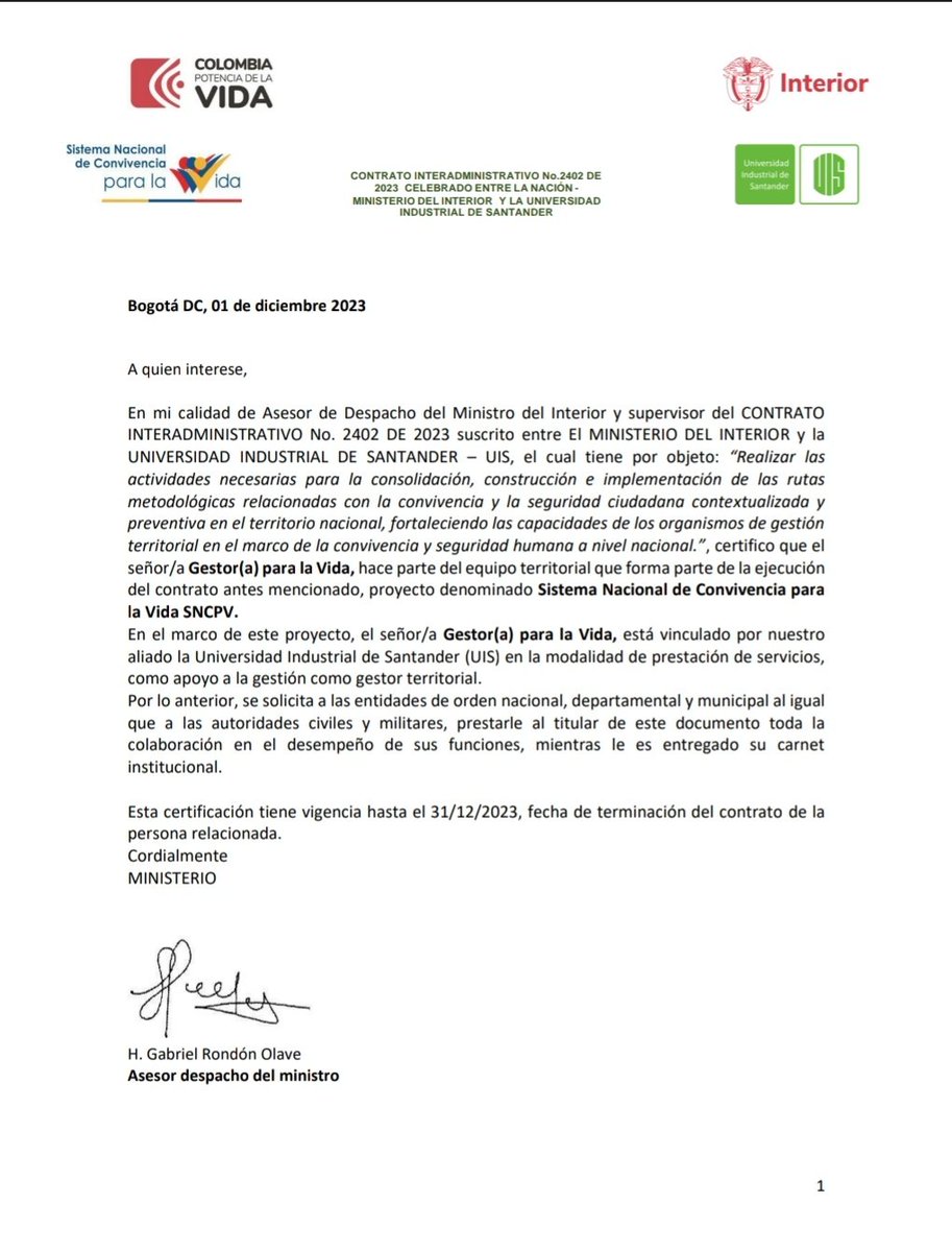 Este es el contrato y nadie responde.
A algunas personas les deben hasta tres meses a otras un mes y no pasa nada.