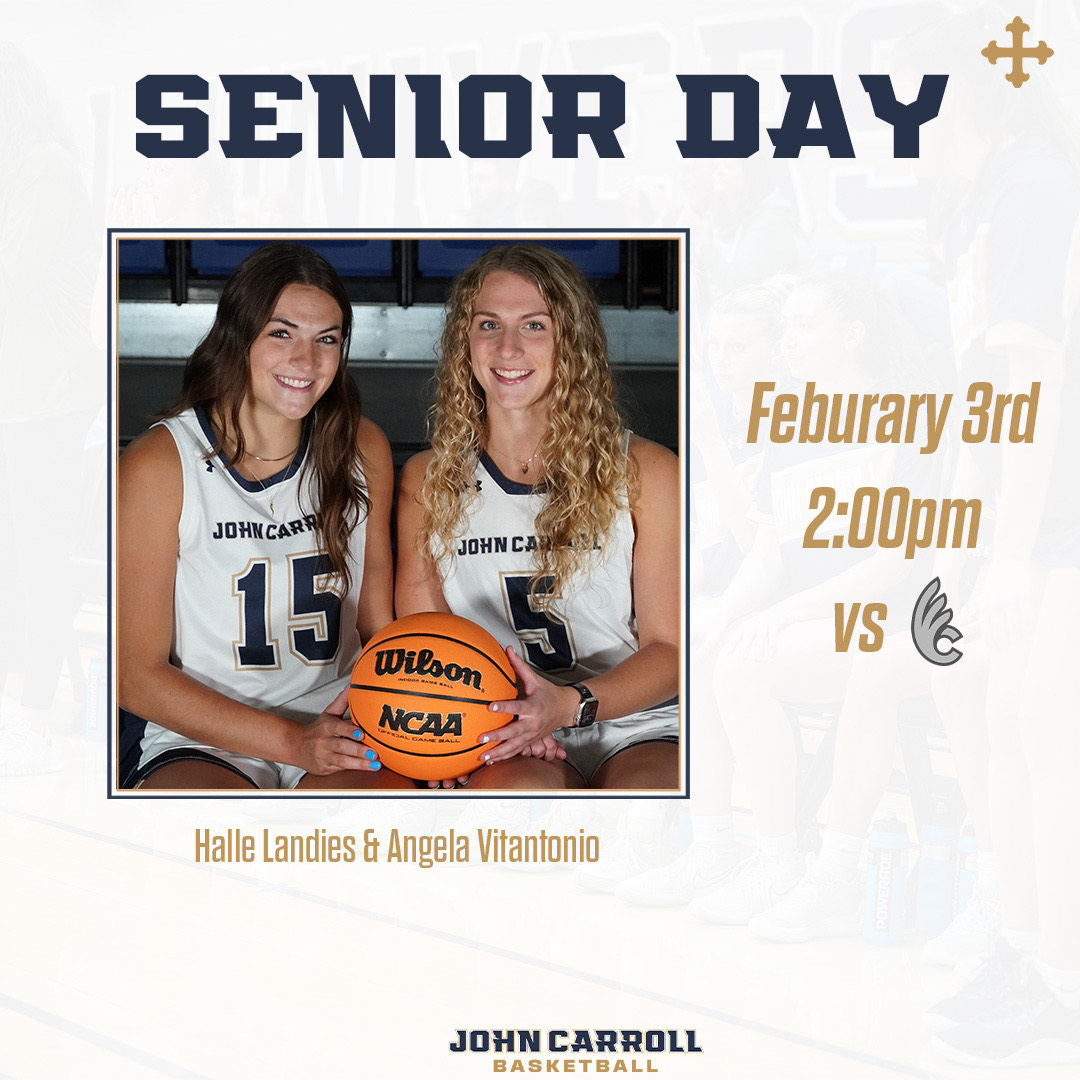 JCU_WBB's tweet photo. Mark your 📅 for these important dates!! We are just a month away from celebrating our two senior! Then, we will be dedicating our Pink game to Sue Z. We hope to see you there! https://t.co/E6rD5EbQ2R