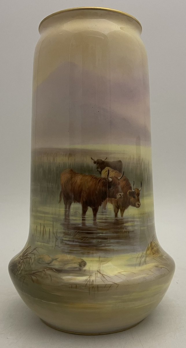 A Royal Worcester vase unusually painted with cattle by Harry Davis - coming up in our January sale.