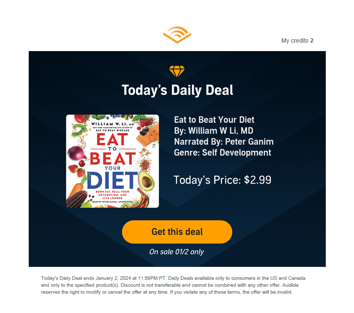 Kick off your New Year, New You plans with today's @audible_com daily deal!