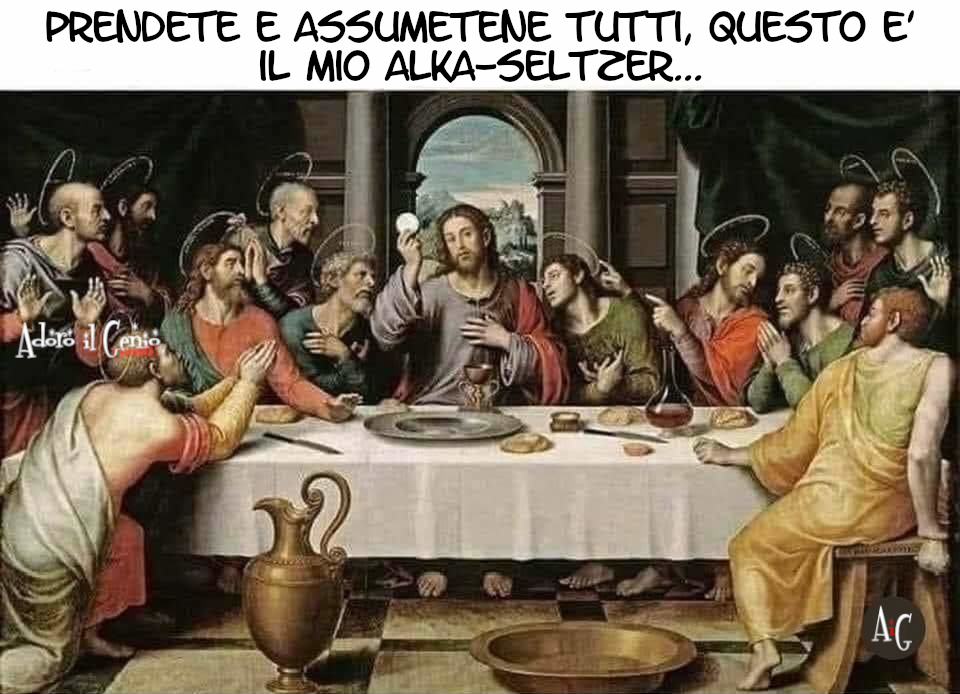 AdoroilGenio's tweet photo. ADORO IL GENIO - GOLA
...Offerto in sacrificio per voi e per tutti in remissione dei vostri peccati (di gola).
#adoroilgenio #2gennaio #abbuffate #cenone #avanzi #cene #cibo #digestione #alkaseltzer #digestivo #cena #food #foodies #peccatidigola #ingordigia #ingordi #bulimia https://t.co/EbWu0KUbaQ