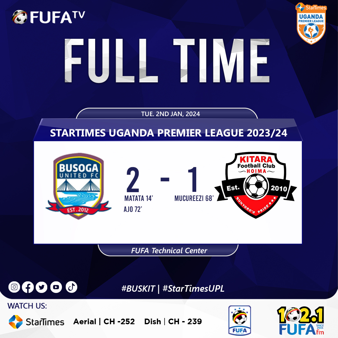 fufatv1's tweet photo. Busoga United defeats Kitara.
#BUSKIT | #StarTimesUPL
#HomeOfUgandanSport https://t.co/vowab4VYUp