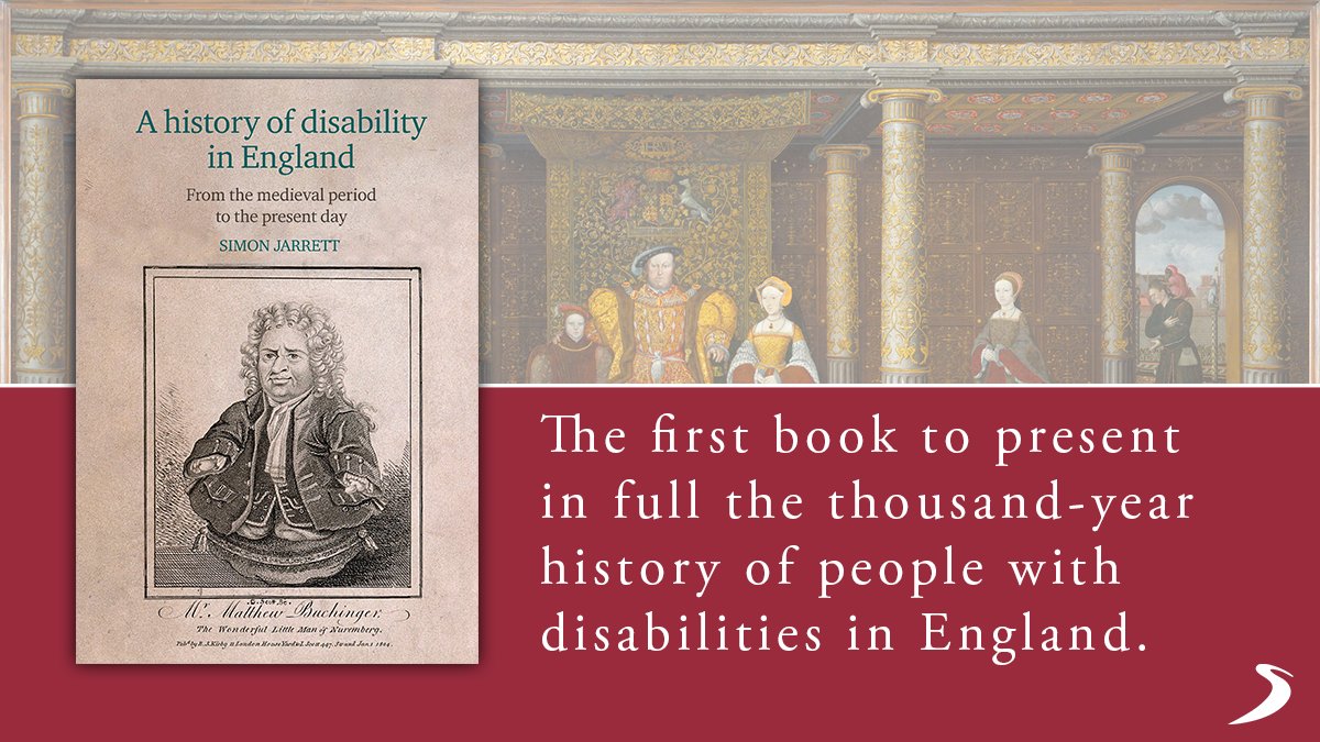 A history of disability in England by @SimonJarrett6 is available now! From the integrated societies of the medieval period to the institutionalisation of the 19th and 20th centuries, this book holds important lessons for inclusion in modern society. bit.ly/3S2q8eJ