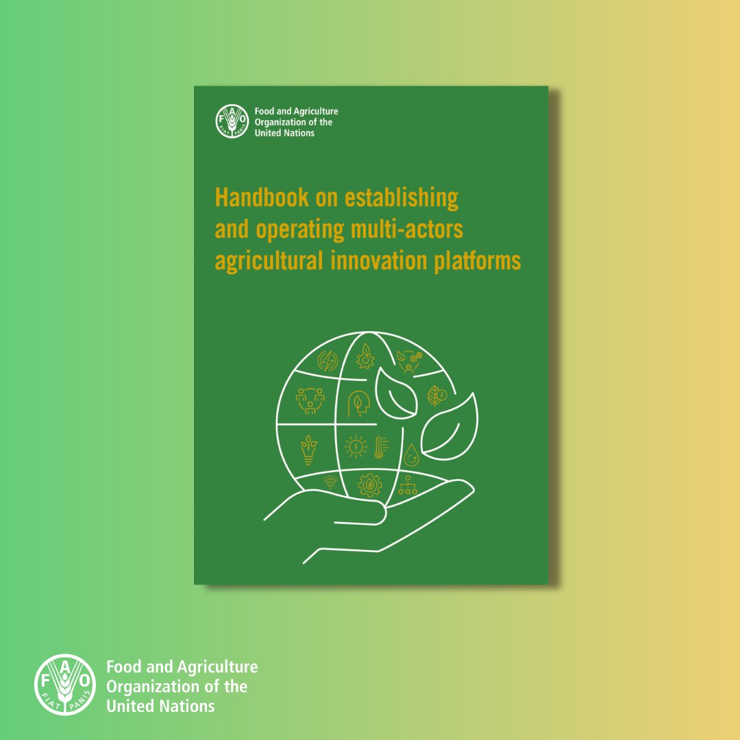 FAO Innovation (@faoinnovation) on Twitter photo 📘 <a href="/FAO/">Food and Agriculture Organization</a> latest publication: "Handbook on Establishing and Operating Multi-Actor Agricultural Innovation Platforms" is now available!
🌿Learn from real experiences, empower smallholder farmers & drive inclusive change. 👩🌾
➡️doi.org/10.4060/cc8111…
#AgInnovation #MAIP #TAP_AIS 📘 <a href="/FAO/">Food and Agriculture Organization</a> latest publication: "Handbook on Establishing and Operating Multi-Actor Agricultural Innovation Platforms" is now available!
🌿Learn from real experiences, empower smallholder farmers & drive inclusive change. 👩🌾
➡️doi.org/10.4060/cc8111…
#AgInnovation #MAIP #TAP_AIS