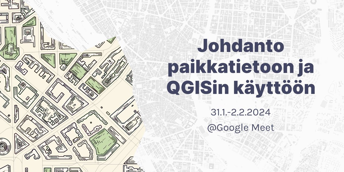 Mitä on paikkatieto ja mitä paikkatiedolla voi tehdä? Miten tehdään kartta QGISillä? Kaikkea tätä ja paljon muuta opit Johdanto paikkatietoon ja QGISin käyttöön -kurssilla. Lue lisää ja ilmoittaudu mukaan 🤓
gispo.fi/koulutus/johda…