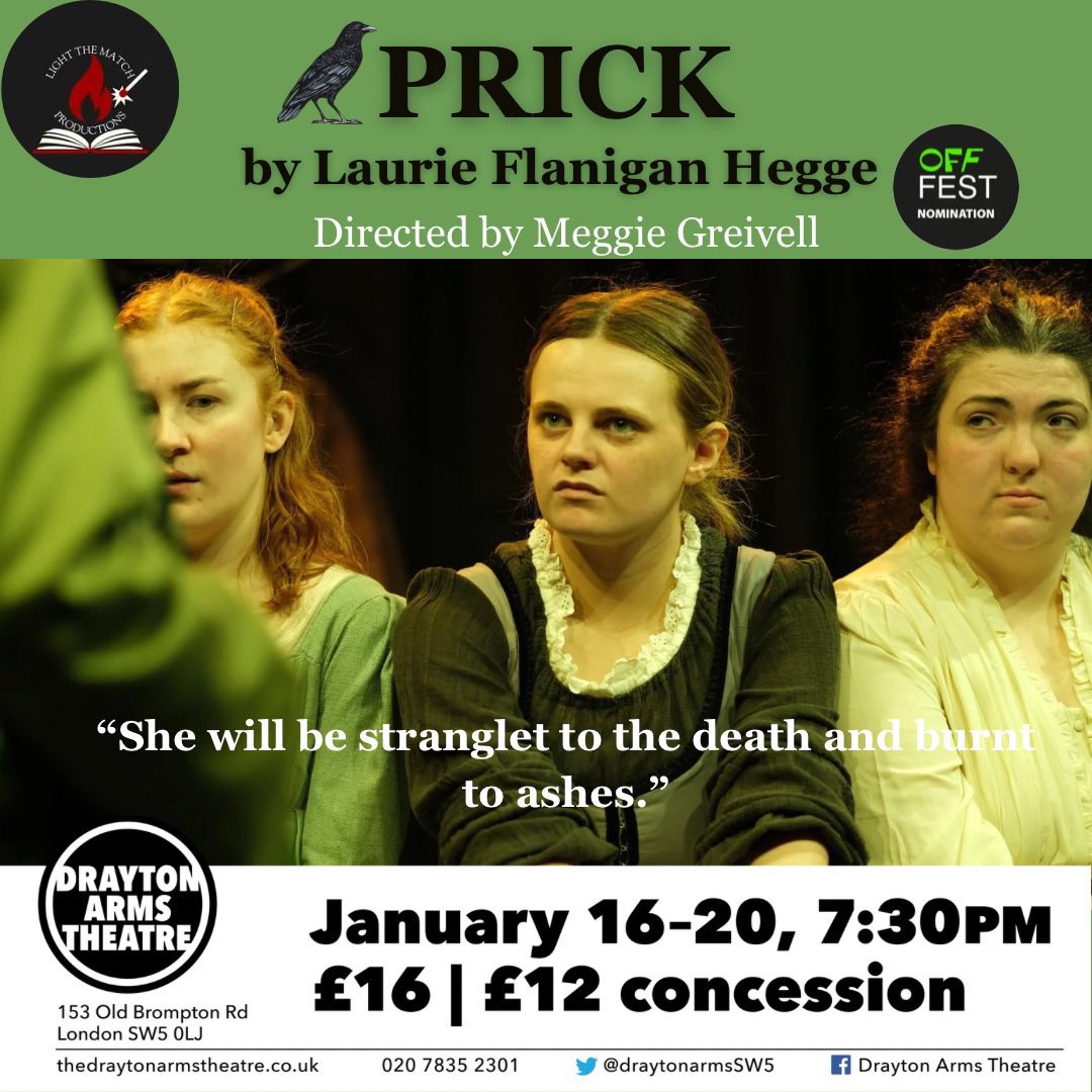light_thematch's tweet photo. Get your tickets for PRICK, performing at Drayton Arms theatre 16th-20th January! 

Inspired by the witches of Scotland campaign to remember the accused who were victims of the witch trials

🎟️: https://t.co/DeN8RWiVW1

#londontheatre #pubtheatre #offwestend #scottishwitchhunts https://t.co/3XL8eNl5h6
