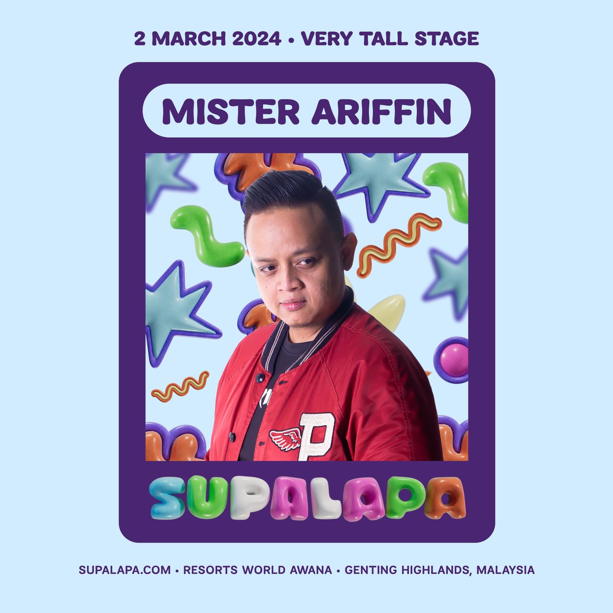 Trance maestro, KL club kingpin 👑 <a href="/misterAriffin/">misterAriffin</a> will be whisking us away to another world on 2 March 2024 at the Very Tall Stage

#SUPALAPA #SUPALAPA2024 #SUPALAPAFestival #ThatsVerySUPALAPA #SUPALAPIAN #RWASUPALAPA  #ResortWorldAwana #DiscoverResortsWorldAwana