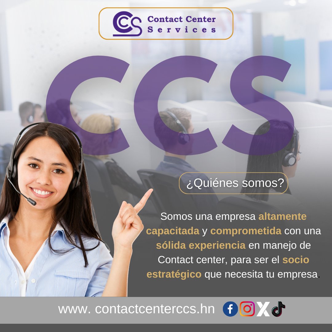 CCS_CCSHonduras's tweet photo. ¿Quiénes somos?

#SomosCCS #contactcenterservices #callcenter #CallCenterExcellence #certificacioncopc #Compromiso #servicioalcliente #cobros #ventas #Calidad #integridad #EficienciaOperativa #centrodellamadas #tegucigalpahonduras  #sociosestrategicos #estrategias https://t.co/fgHF098bae