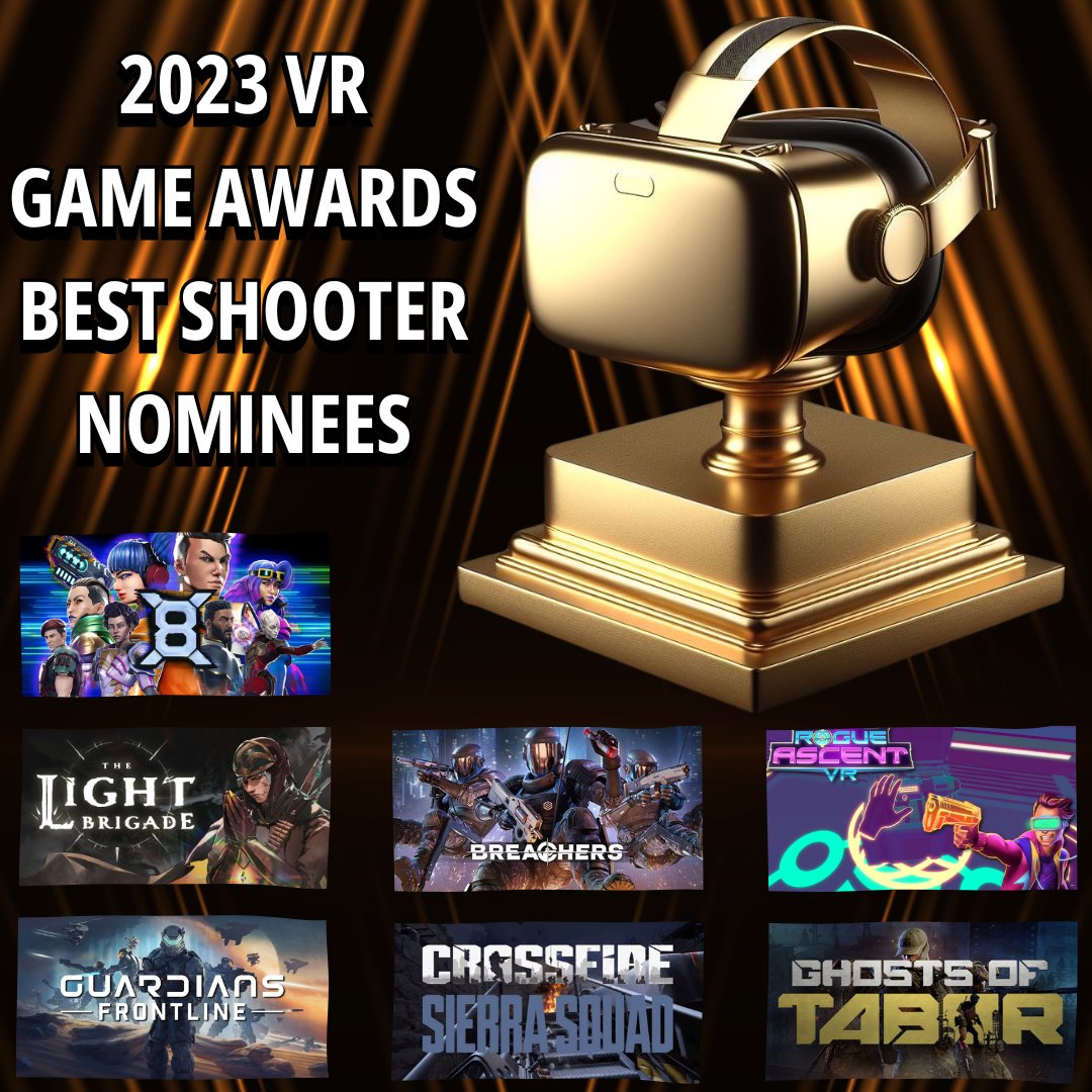LiveOpenMike's tweet photo. What's the best shooter of 2023? 

Vote in the 2023 VR Game Awards. 100% fan voted. 

Tune in Sat, Jan 27th for the winners. 

 ✅ VOTE
https://t.co/0UO9lcysjg

@funktroniclabs @BreachersVR @ghostsoftabor @RogueVr @GuardiansFL @PlayX8VR @playCFSS @fasttravelgames @beyondframesent https://t.co/DElFZKB9Xk