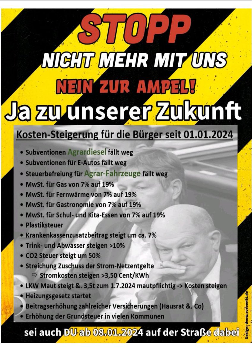 #RausaufdieStraße #Bauernproteste #Spediteure #Generalstreik  #Demonstration #Montagsspaziergang #AmpelMussWeg 
#ESREICHT