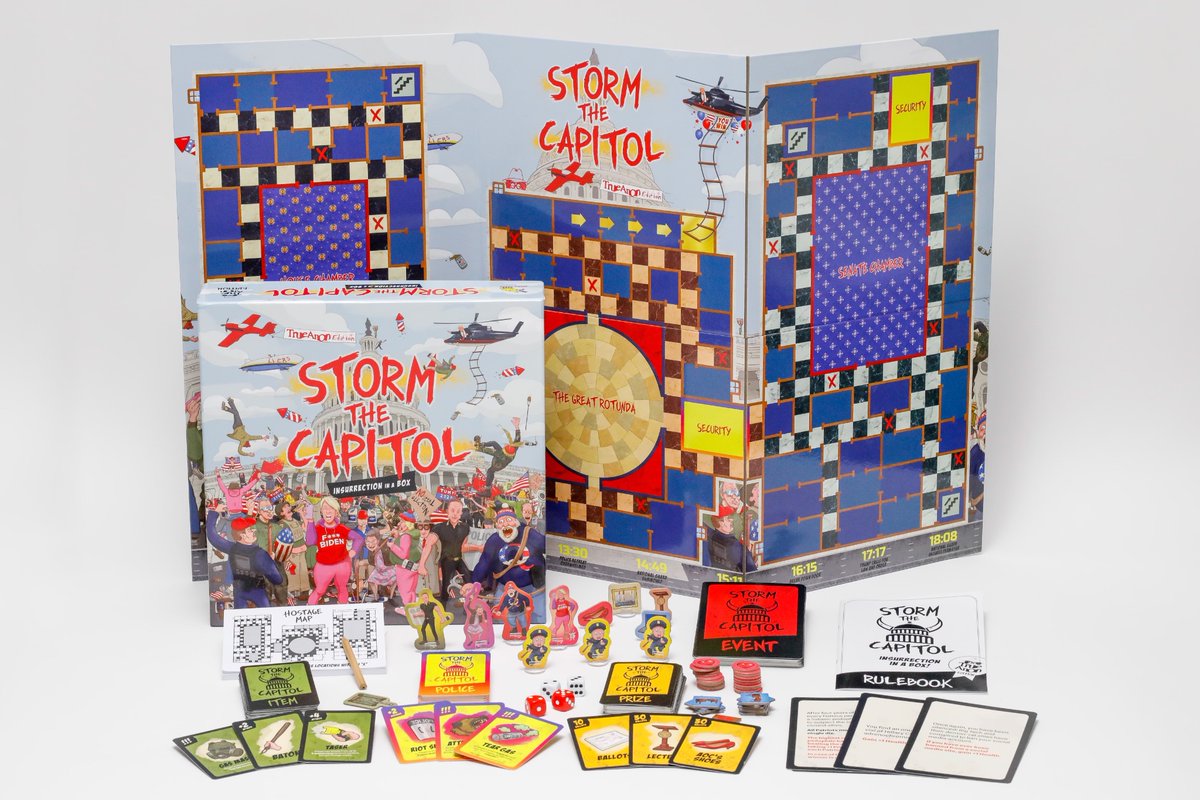 Announcing Storm the Capitol, the world’s first board game based on the events of January 6th 🇺🇸 

Relive one of the funniest days in American history by playing as either side in the battle to Stop the Steal 👮🏽‍♂️👵🏻🥷🧌

Limited TrueAnon edition - 1/6 at trueanon.com/stc 🫵
